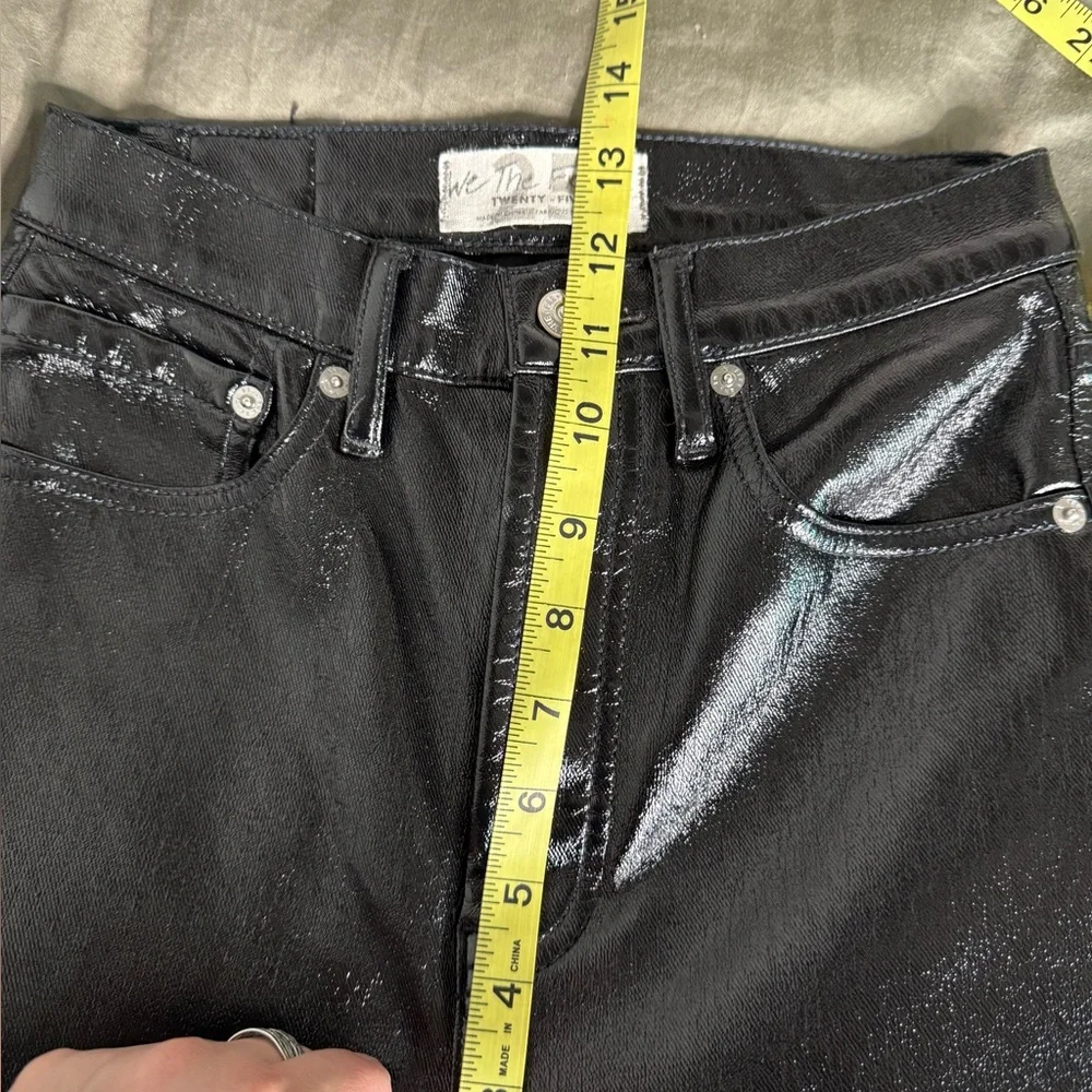 We The Free Black Patent Skinny Pants Size 25 High Rise Slim Skinny Button Fly - Picture 6 of 10